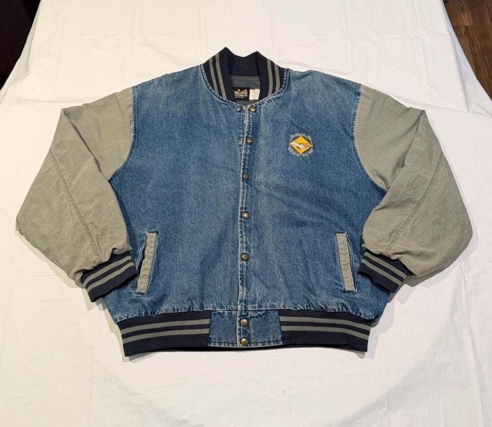 Vintage 1999 Auburn Sportswear Your Hand In Mine Denim Varsity Jacket